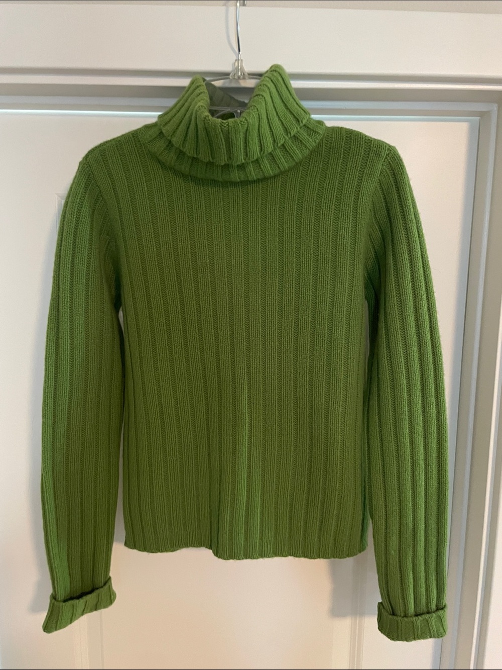 DKNY Green Ribbed Cowl Neck Sweater
